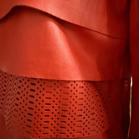 Bagatelle Orange Leather Women's Cropped Jacket Medium - Picture 9 of 12